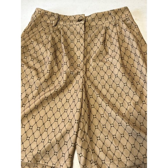 Shein Black/Beige Diamond Print Shorts Polyester Blend Size 6/Med (US)/38 (EU) - Picture 4 of 16
